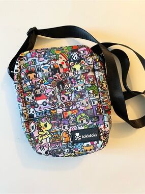 tokidoki Multicolor Character Print Crossbody Bag with Black Strap